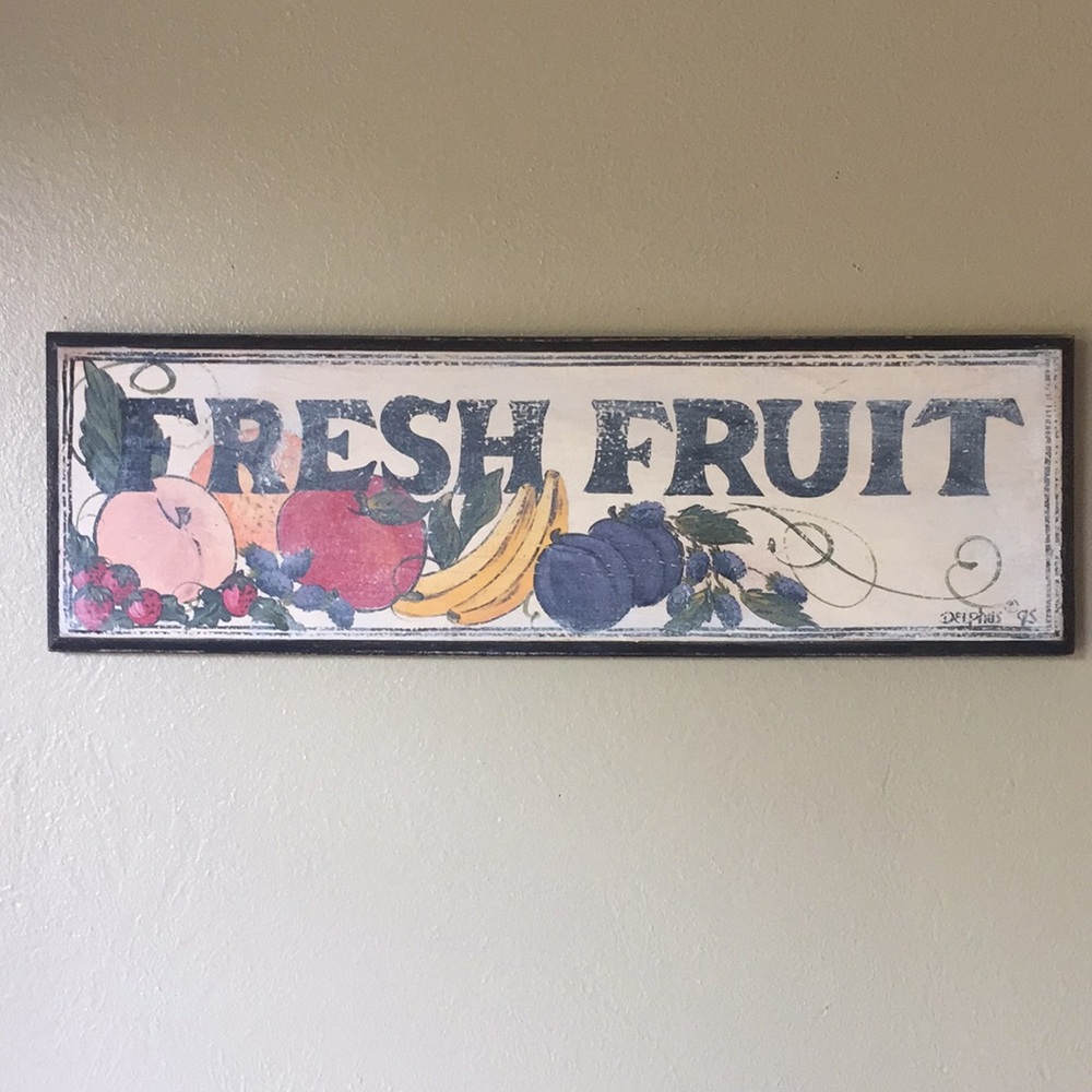 Fresh Fruit Sign, Solid Wood 23” Wide x 7” Tall